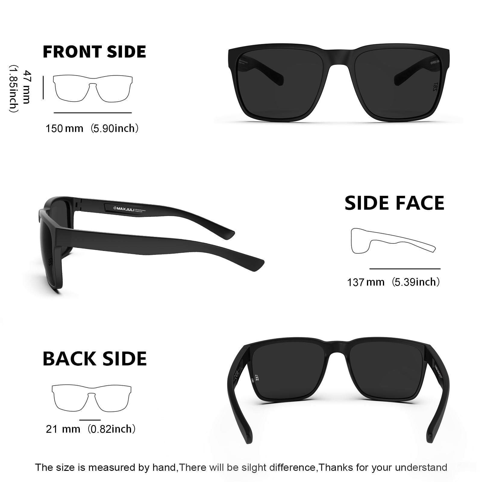 MAXJULI Z87 Sunglasses for Big Wide Heads Men TR90 Ultralight