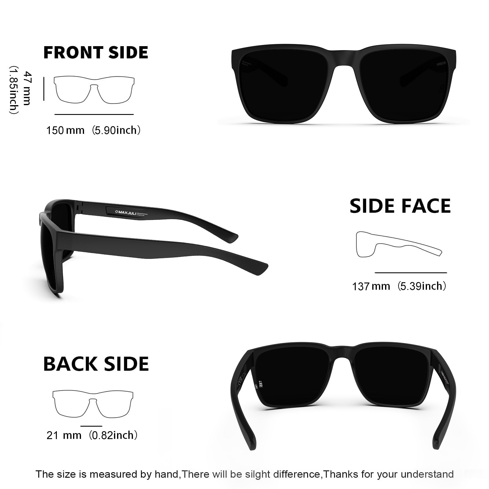 MAXJULI Z87 Sunglasses for Big Wide Heads Men TR90 