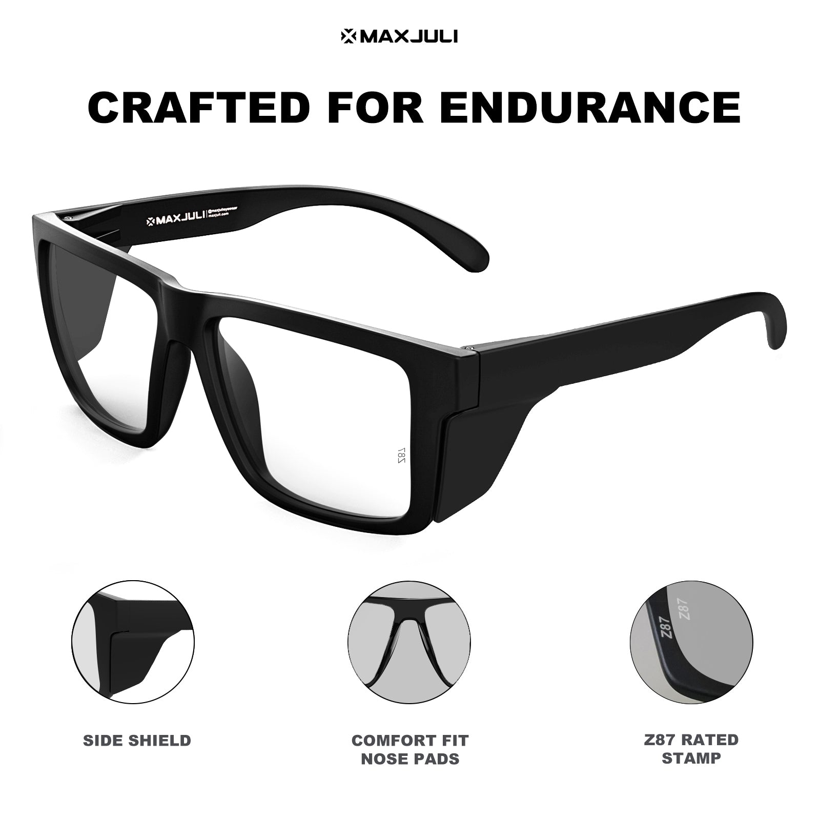 MAXJULI XXL Size Z87 Sunglasses with Side Shield for Big Wide