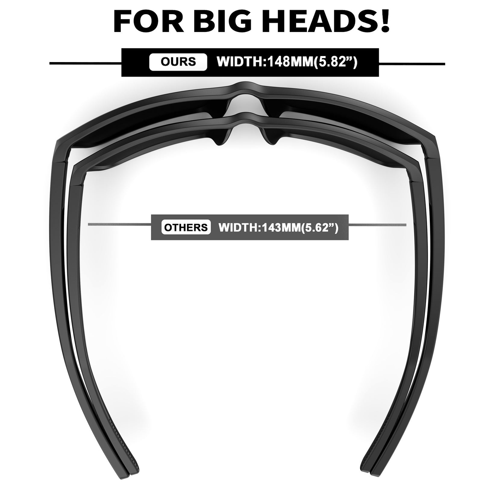 MAXJULI Z87 Sunglasses for Big Wide Heads Men TR90 Ultralight