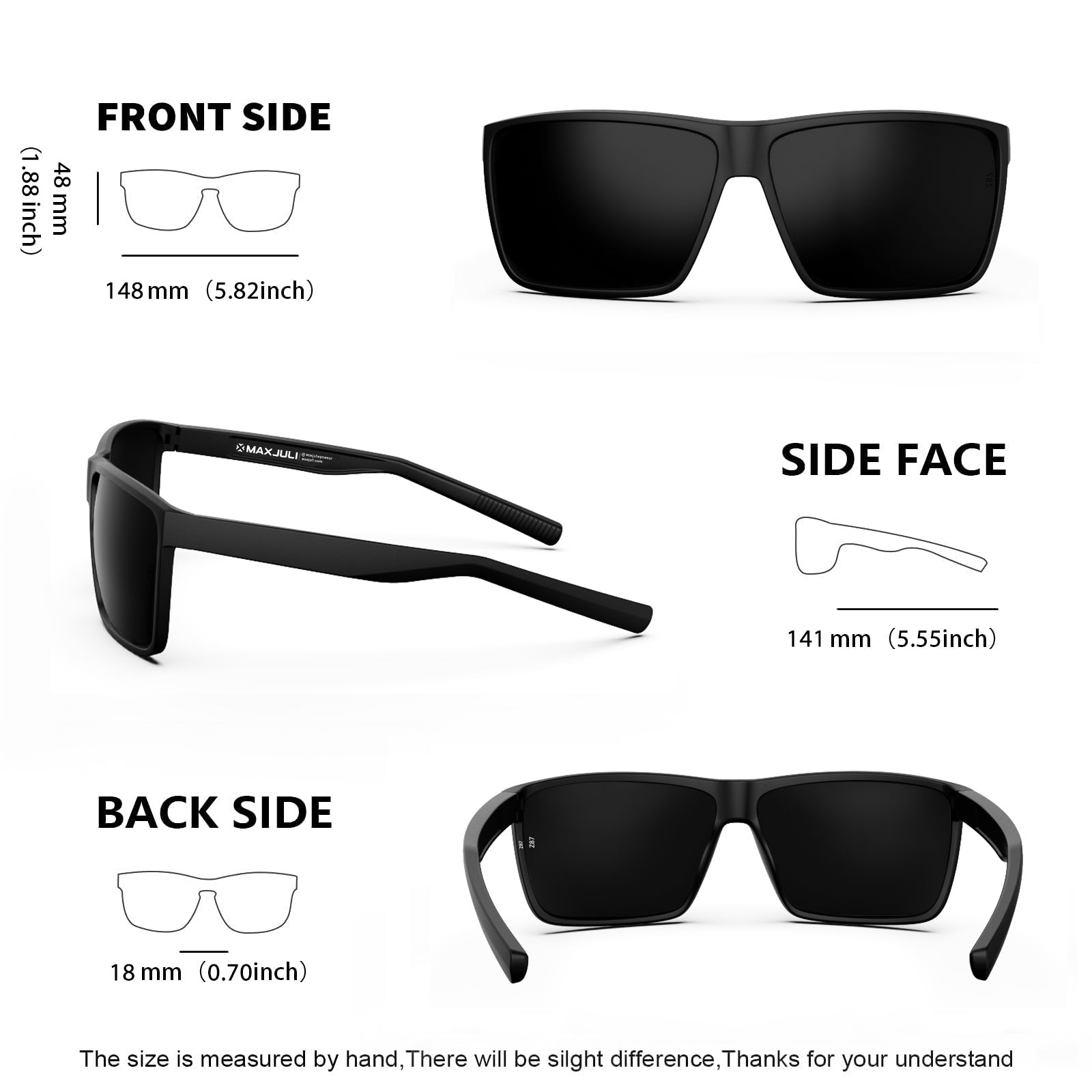 MAXJULI Z87 Sunglasses for Big Wide Heads Men TR90 Ultralight