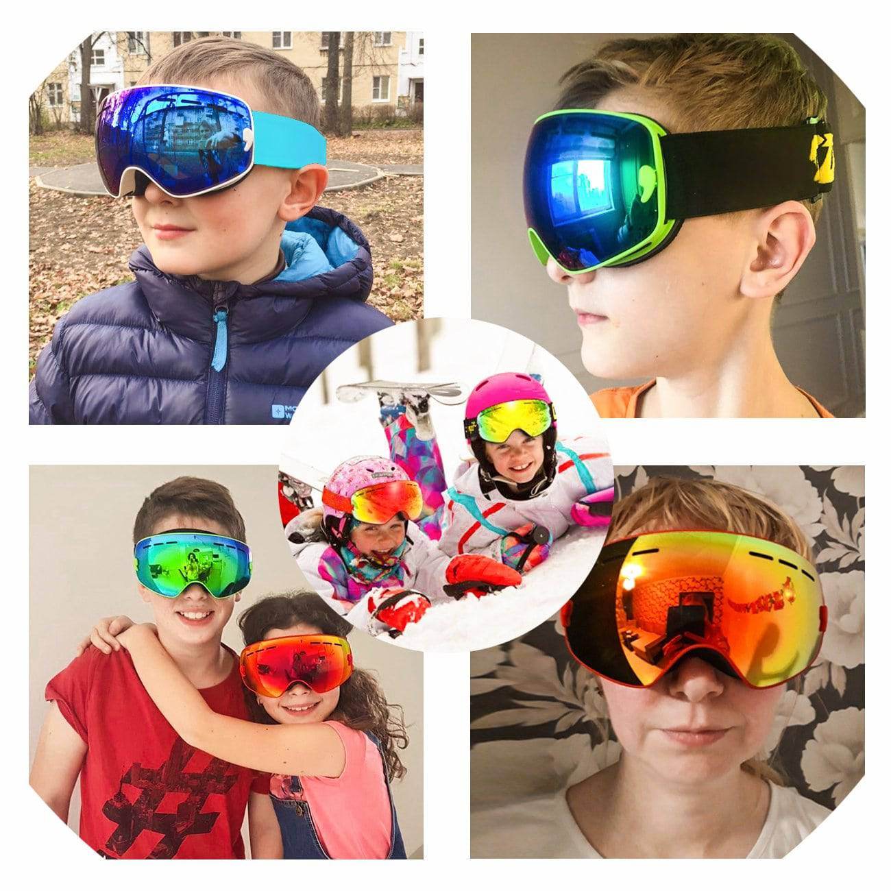 Juli Kids Ski Goggles Interchangeable Double Layer Spherical Lens OTG Maxjuli Eyewear