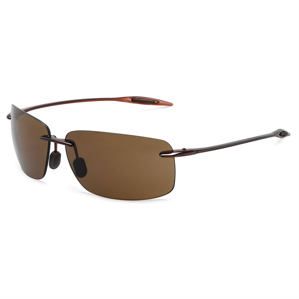 Semi-Rimless Polarized Sunglasses for Men Women Driving Fishing Hiking 100% UV  Protection Faux Wood Print Frame - CA192RS0KLZ