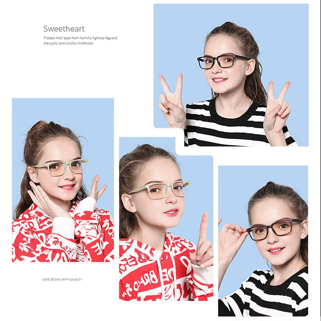 MAXJULI Kids Blue Light Blocking Glasses - Anti Eyestrain - Computer Video Gaming Eyeglasses for Boys & Girls - TR90 Flexible Square Frame Eye Glasses  6601 - Maxjuli Eyewear
