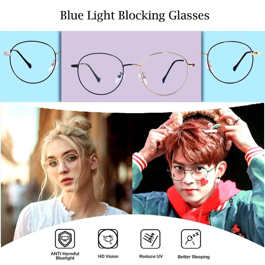 MAXJULI Round Blue Light Blocking Glasses Anti Glare UV Filter Retro Ultra Lightweight Computer Gaming Glasses 6003 - Maxjuli Eyewear