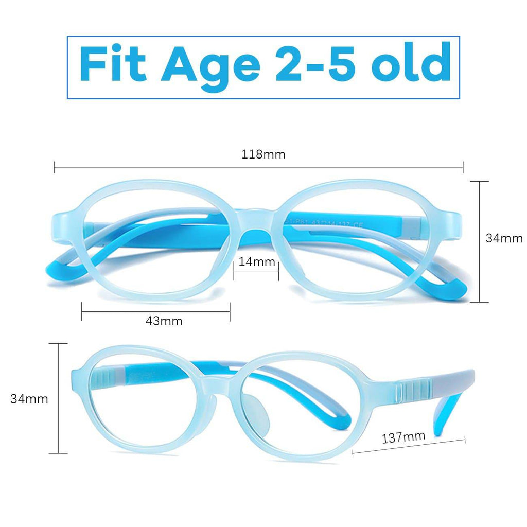 MAXJULI Blue Light Glasses for Kids,Interchangeable Design with Non-Slip Holder,Computer Reading Gaming Phone Glasses for Boys Girls Age 2-5 6626 - Maxjuli Eyewear