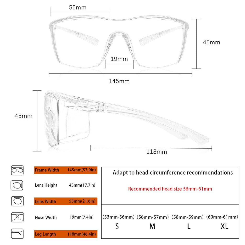MAXJULI Goggles Lab Safety Glasses,Over The Glasses Design and UV Protection Work Goggles ANSI Z87,Idea for Shooting Construction Work Protective Eyewear 3003 - Maxjuli Eyewear