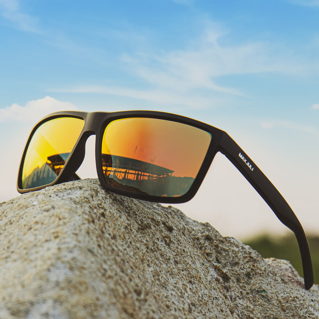 MAXJULI Polarized Sunglasses for Big Heads Men Women,UV 400 Protection Wood Grain Sun Glasses 8809